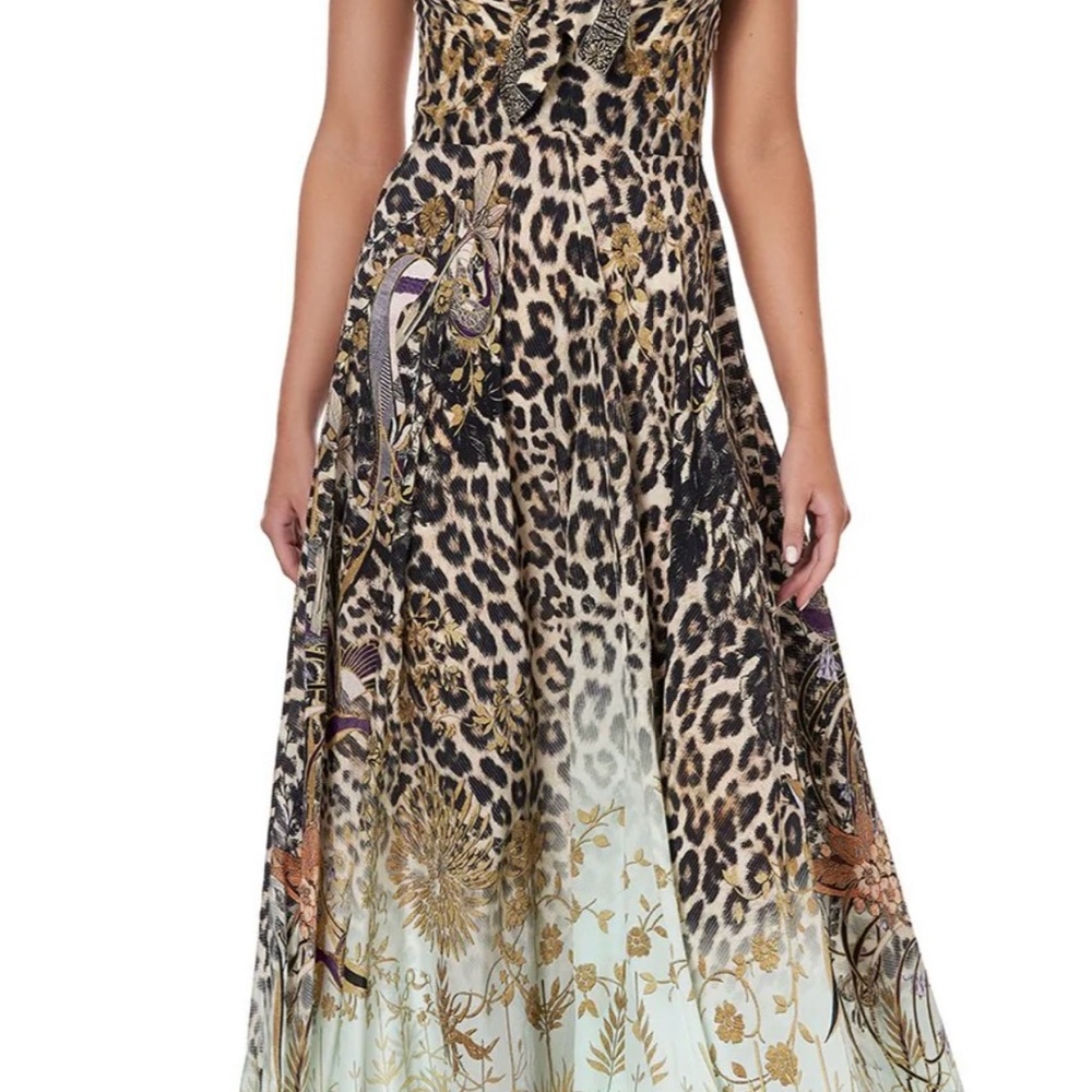 Camilla Brown and Black Midi Dress with Leopard Print - Picture 4 of 9